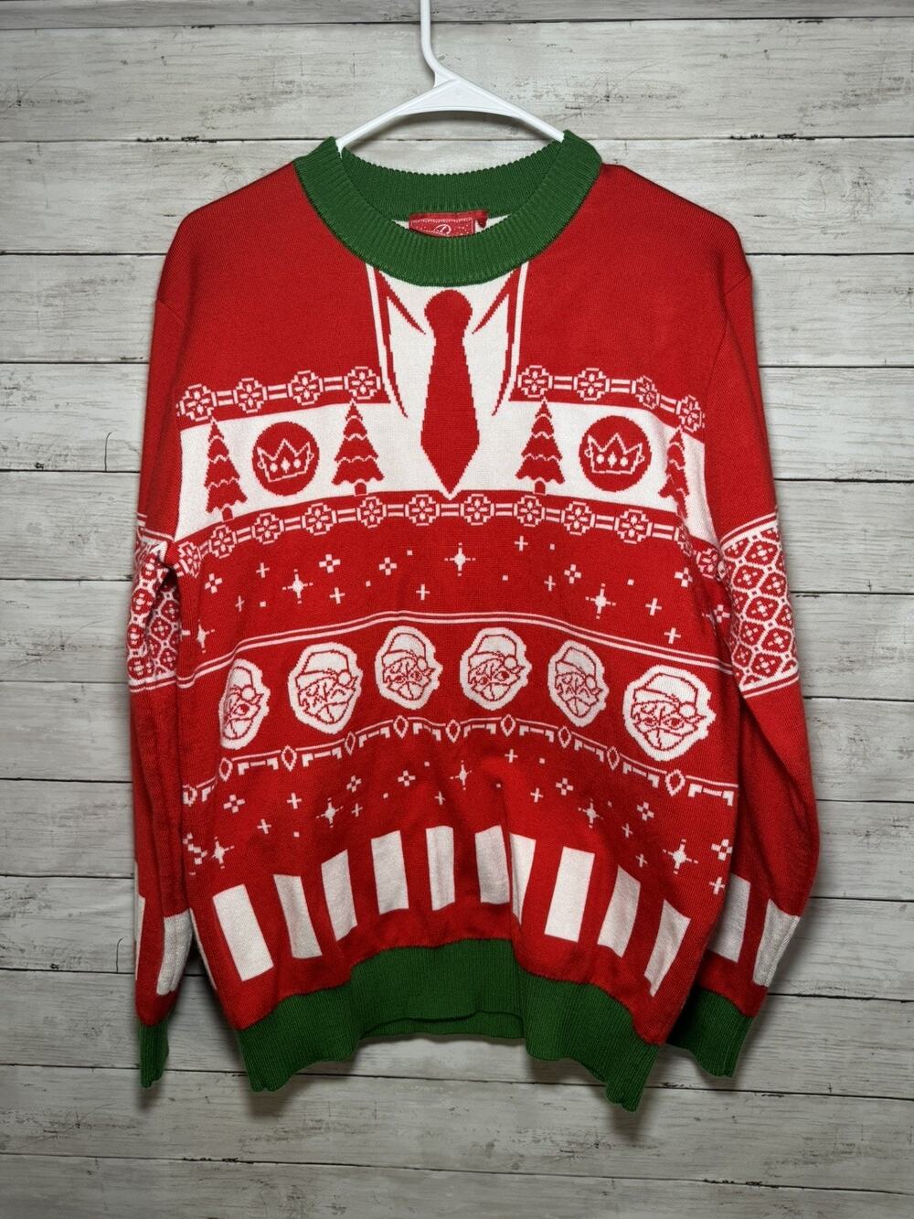 Revolt Ranboo Christmas Sweater Holiday Fashion Festive Winter Trees Red Men L